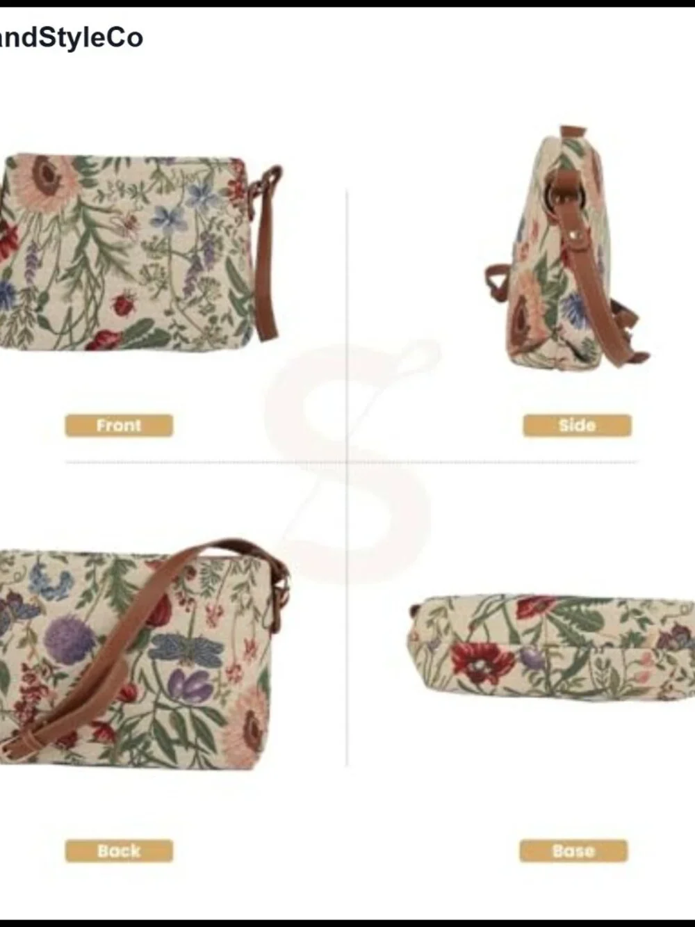 Tapestry Crossbody Bag Sling Shoulder Purse Faux Leather Adjustable